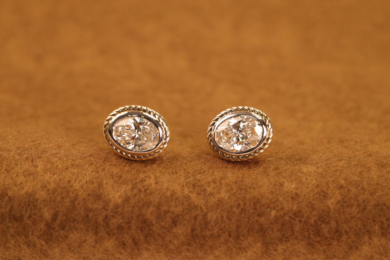 Oval Lab Grown Diamond Bezel Stud Earrings