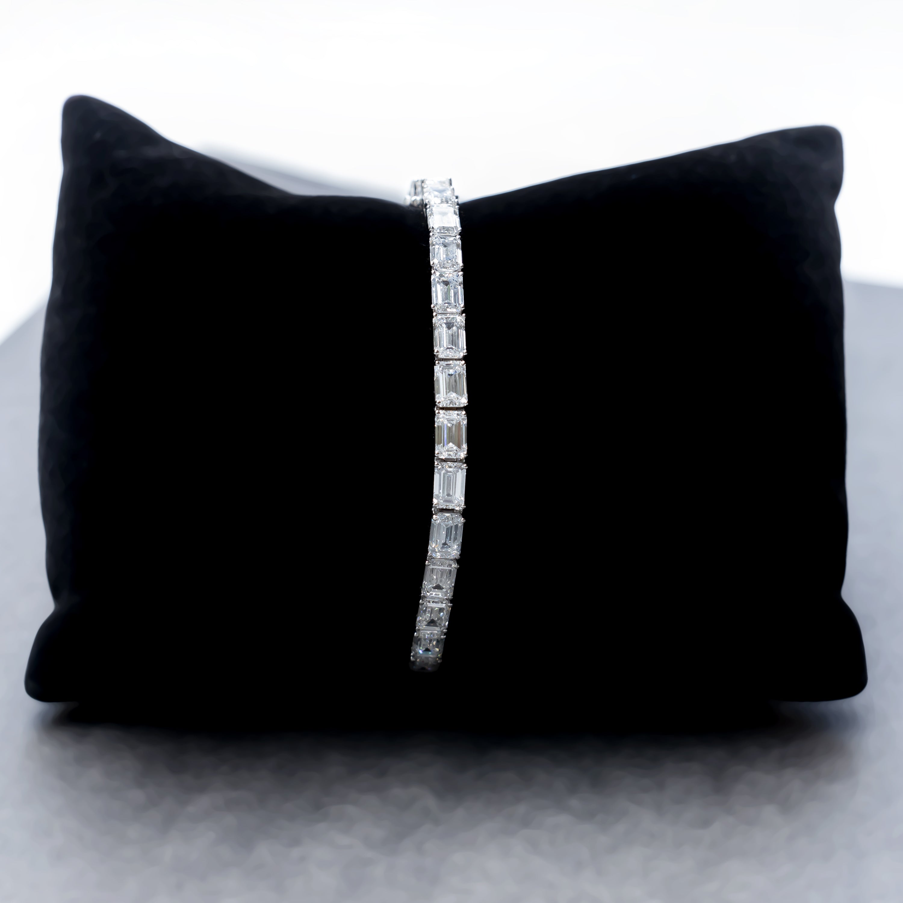 Emerald-Cut CVD Diamond Tennis Bracelet in 18K White Gold