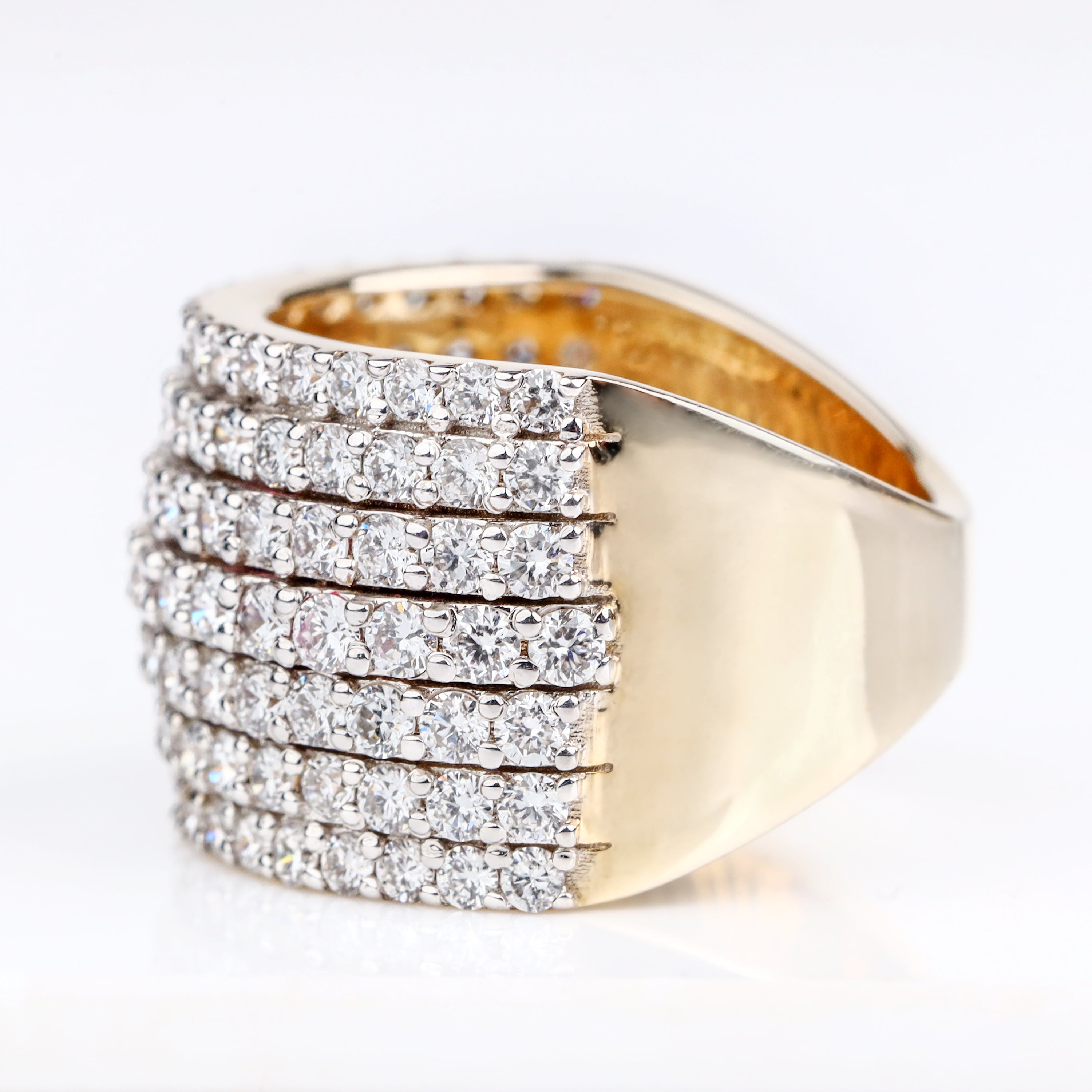 Stunning 2.04 Ct Five-Row Diamond Statement Band – F Colorless VS1 Clarity Diamonds 18kt Yellow Gold – Wide Luxury Fine Jewelry Ring
