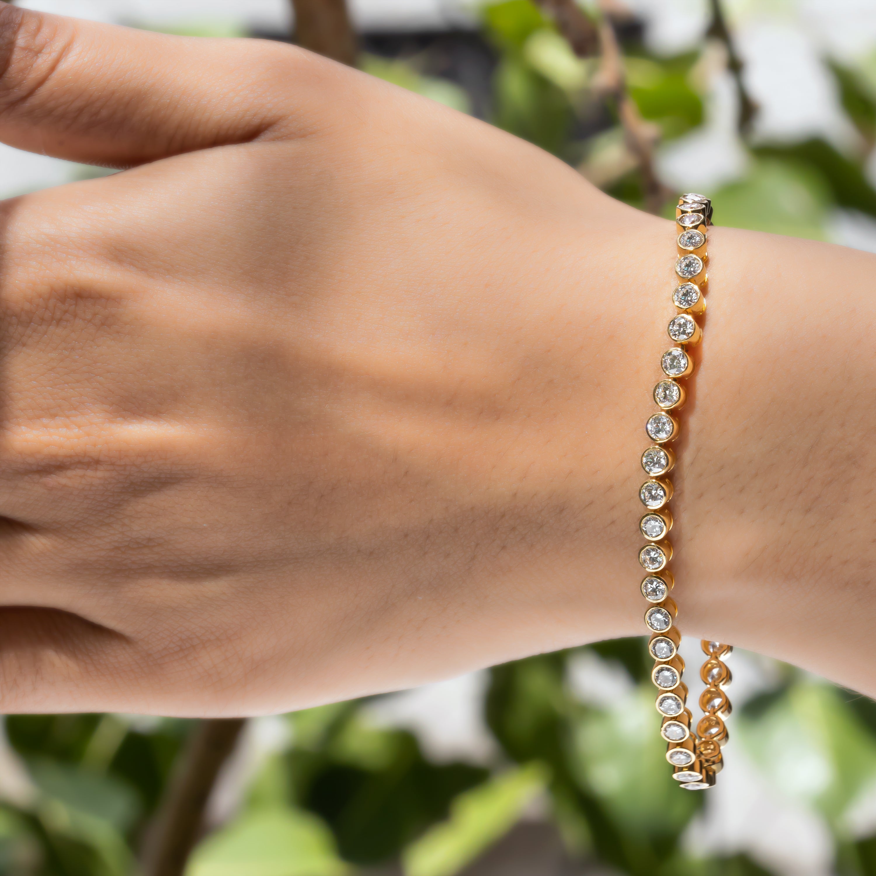 Round Cut CVD Diamond Tennis Bracelet in 14K Yellow Gold