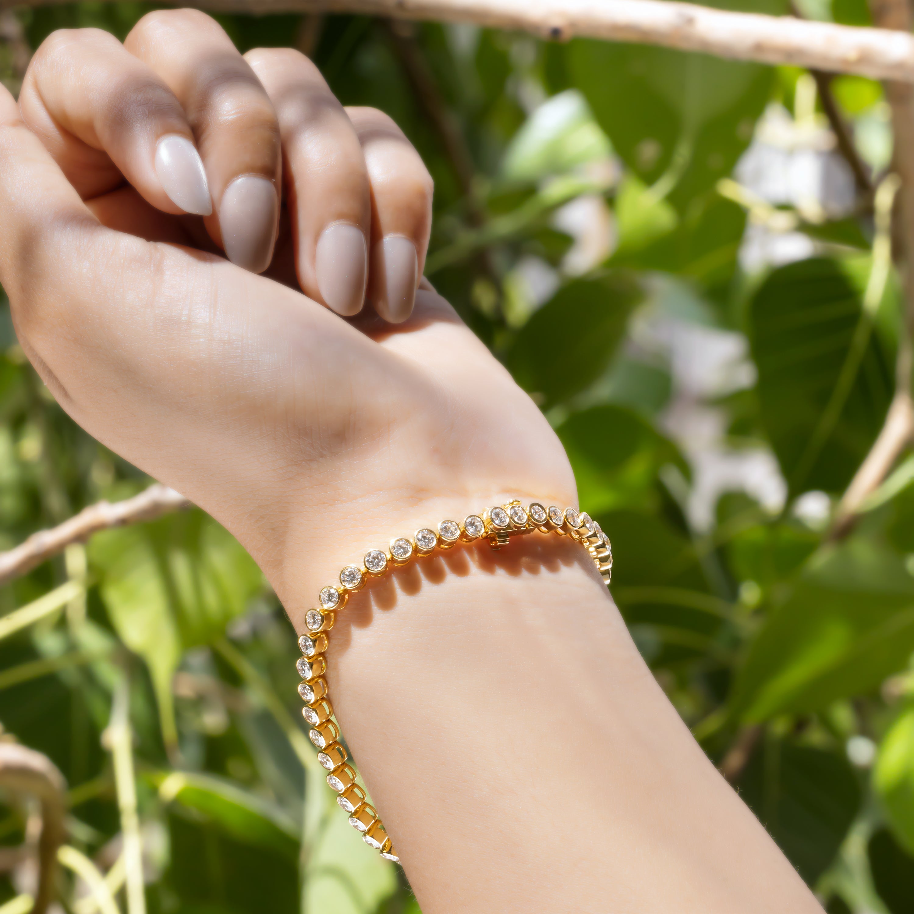 Round Cut CVD Diamond Tennis Bracelet in 14K Yellow Gold