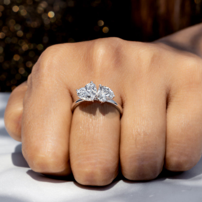 Toi et Moi Double Heart Diamond Ring