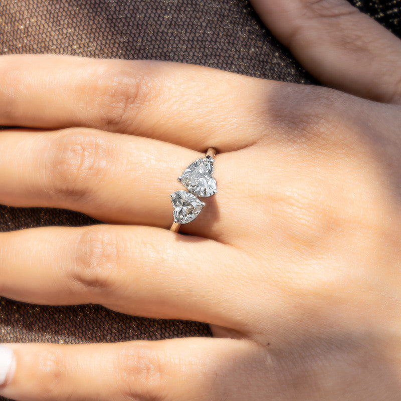 Toi et Moi Double Heart Diamond Ring