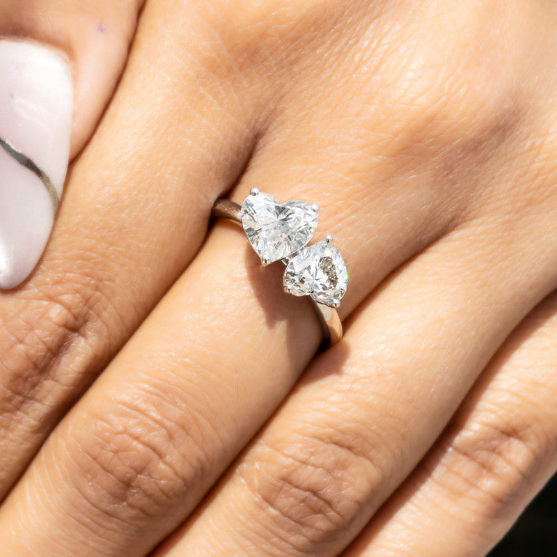 Toi et Moi Double Heart Diamond Ring