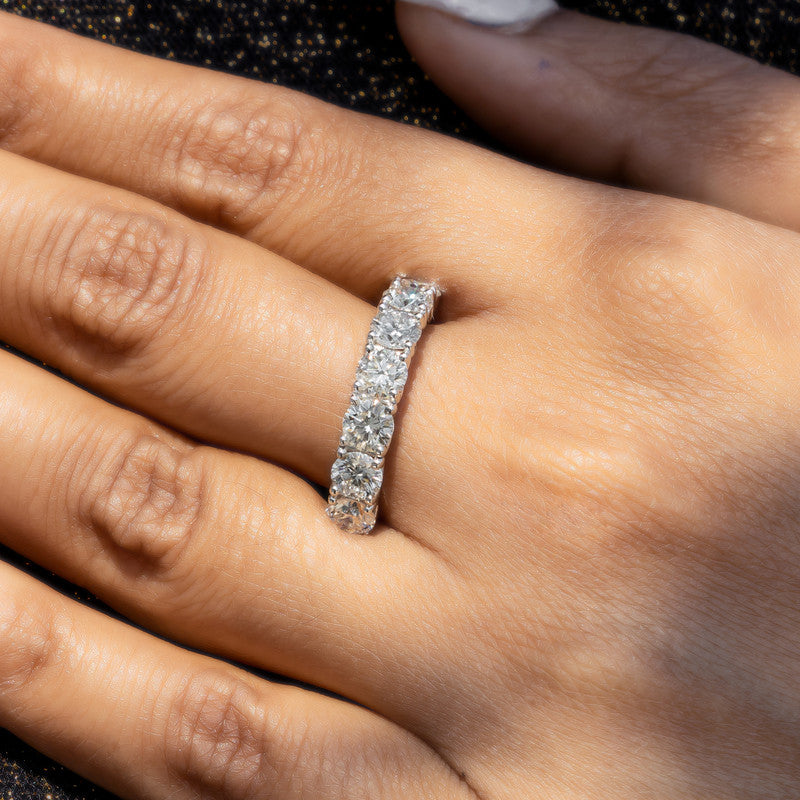 Round Brilliant Diamond Half Eternity Wedding Band