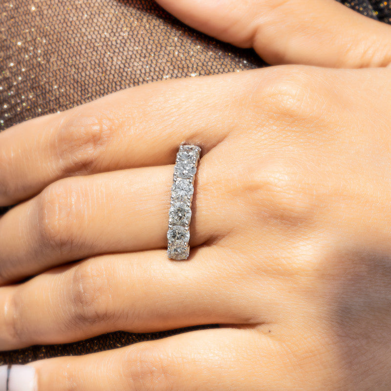 Round Brilliant Diamond Half Eternity Wedding Band