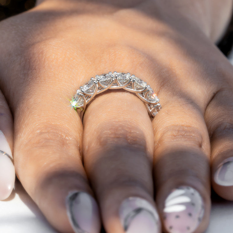 Round Brilliant Diamond Half Eternity Wedding Band