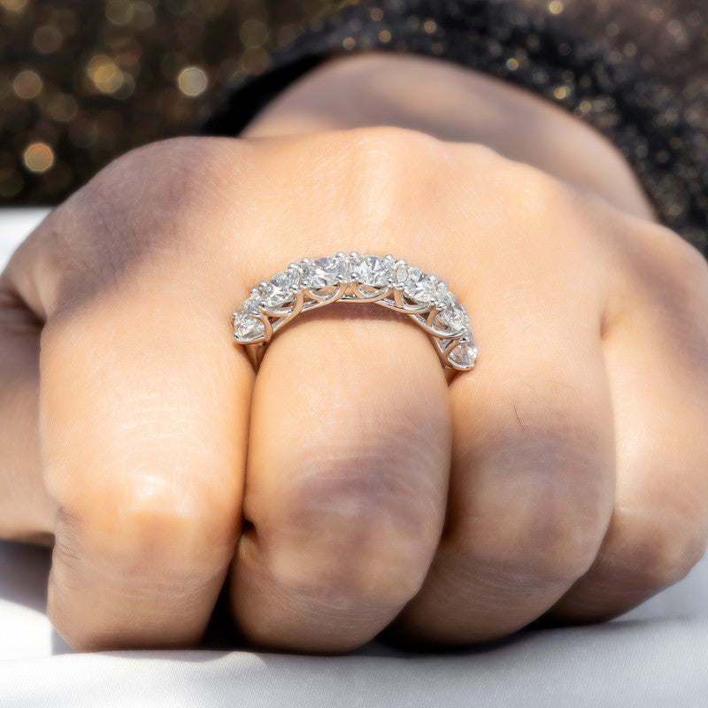 Round Brilliant Diamond Half Eternity Wedding Band