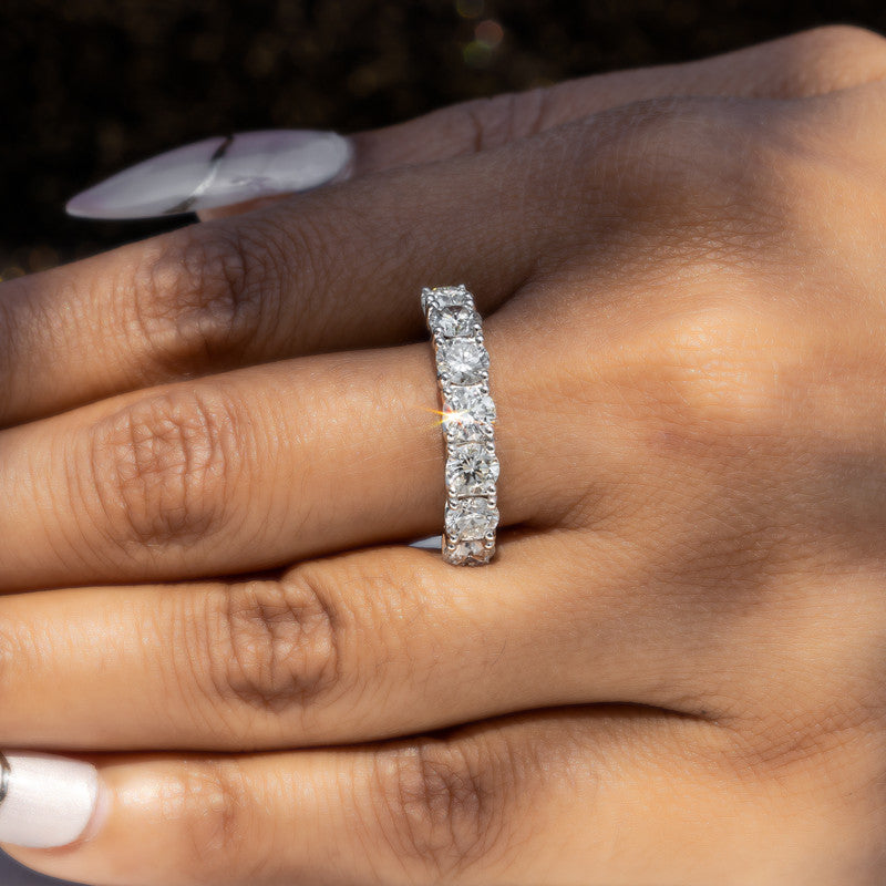 Round Brilliant Diamond Half Eternity Wedding Band