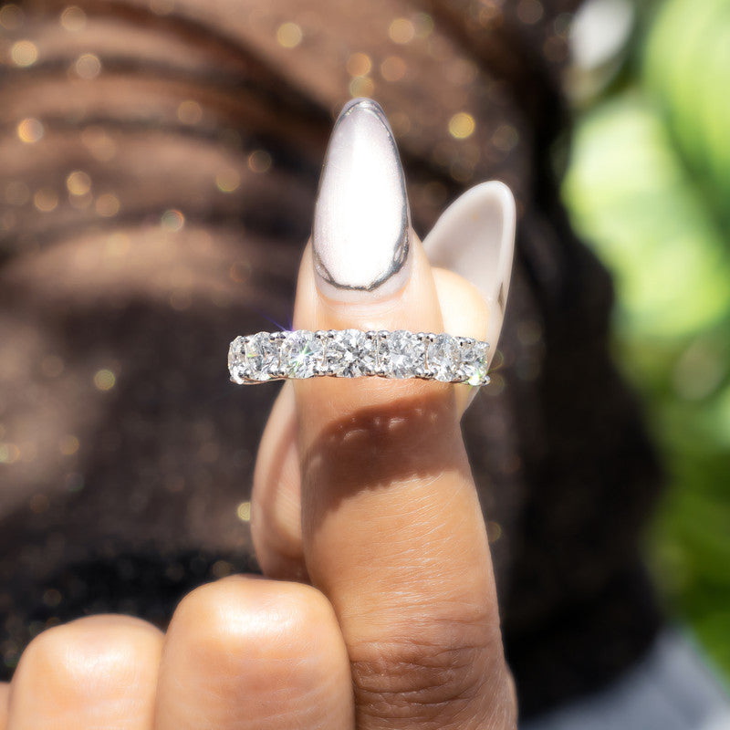 Round Brilliant Diamond Half Eternity Wedding Band