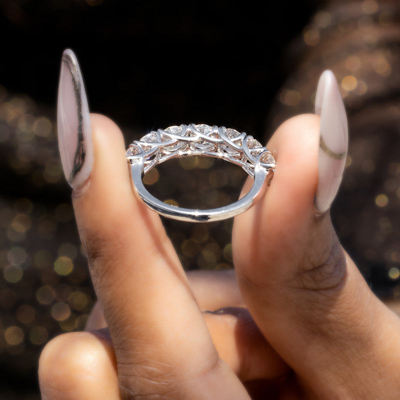 Round Brilliant Diamond Half Eternity Wedding Band