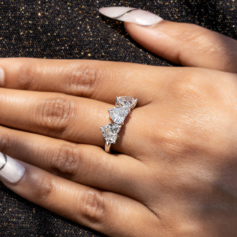 Three-Stone Heart Diamond Engagement Ring