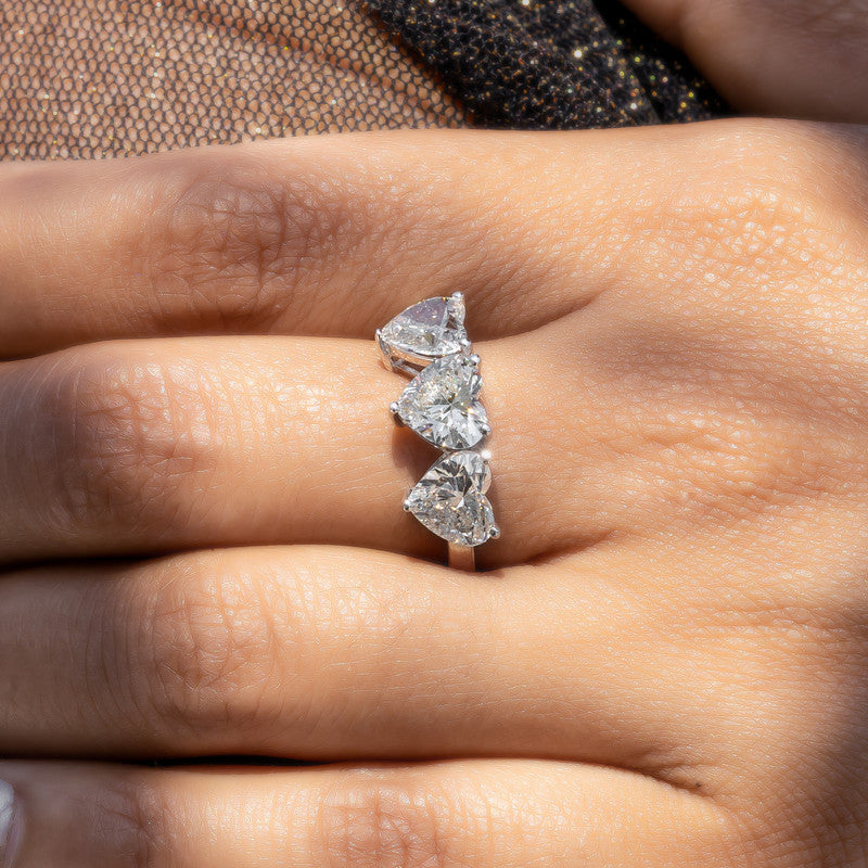 Three-Stone Heart Diamond Engagement Ring