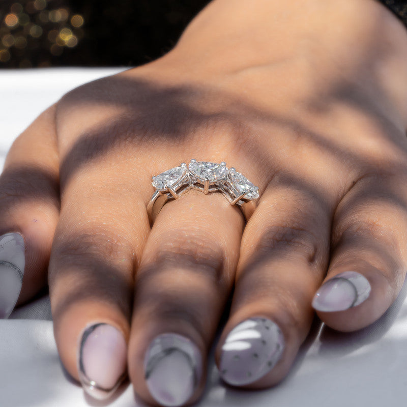 Three-Stone Heart Diamond Engagement Ring