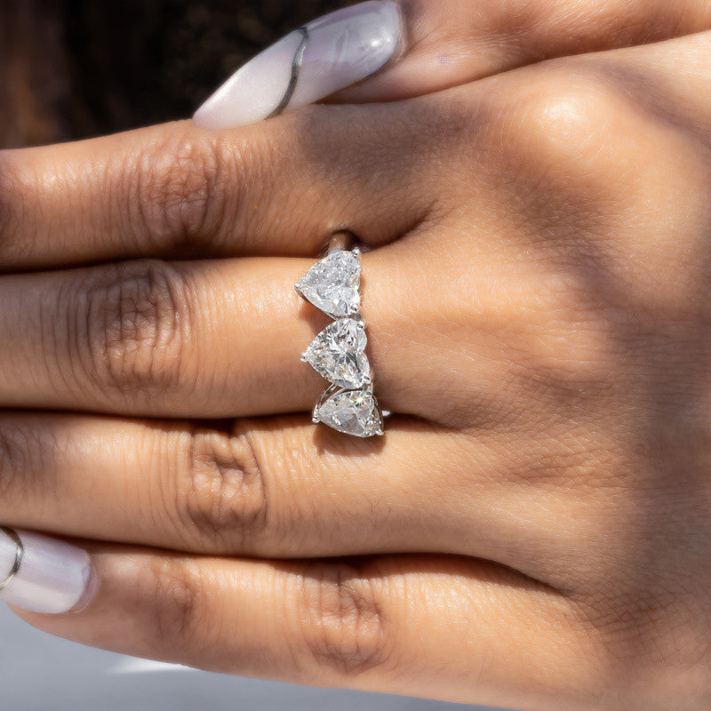Three-Stone Heart Diamond Engagement Ring