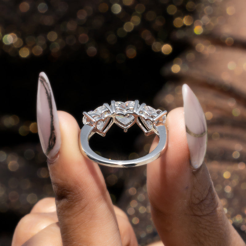 Three-Stone Heart Diamond Engagement Ring