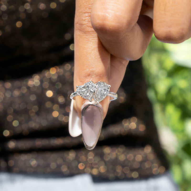 Toi et Moi Heart & Pear Diamond Ring