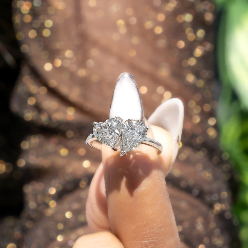 Toi et Moi Heart & Pear Diamond Ring