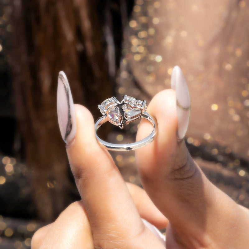 Toi et Moi Heart & Pear Diamond Ring