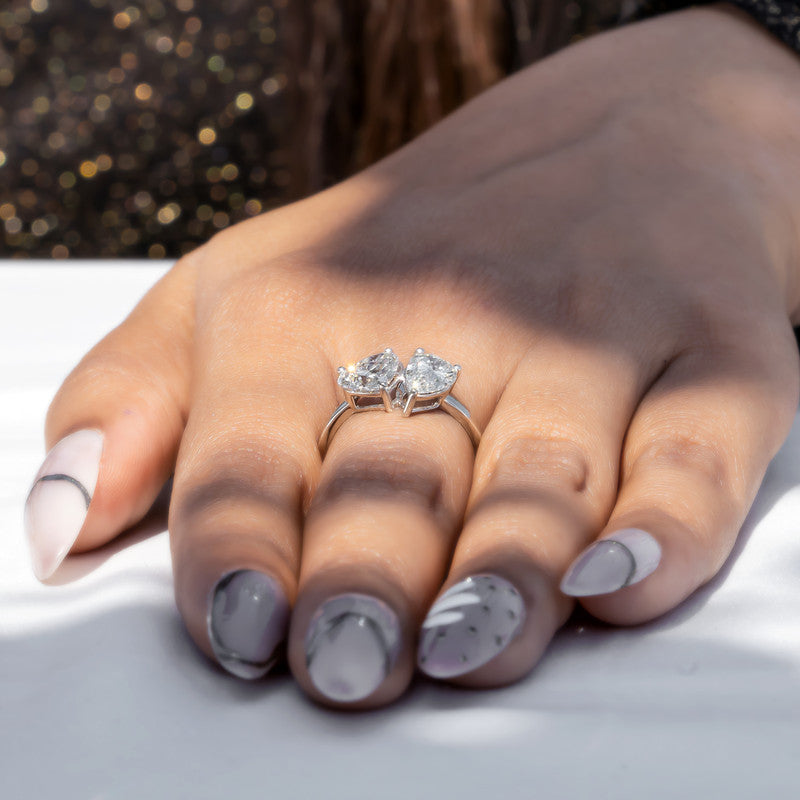 Toi et Moi Heart & Pear Diamond Ring