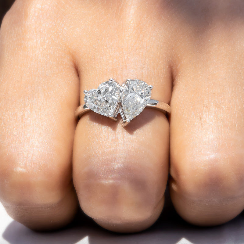 Toi et Moi Heart & Pear Diamond Ring