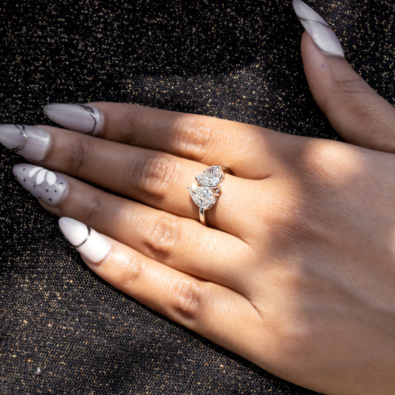 Toi et Moi Heart & Pear Diamond Ring