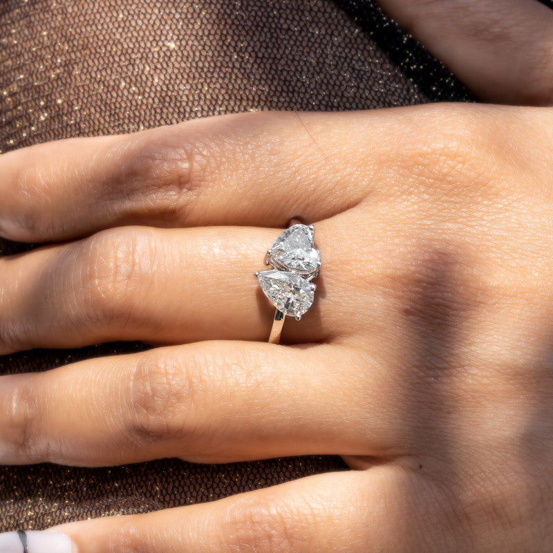 Toi et Moi Heart & Pear Diamond Ring