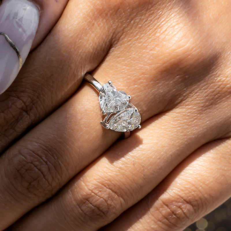 Toi et Moi Heart & Pear Diamond Ring