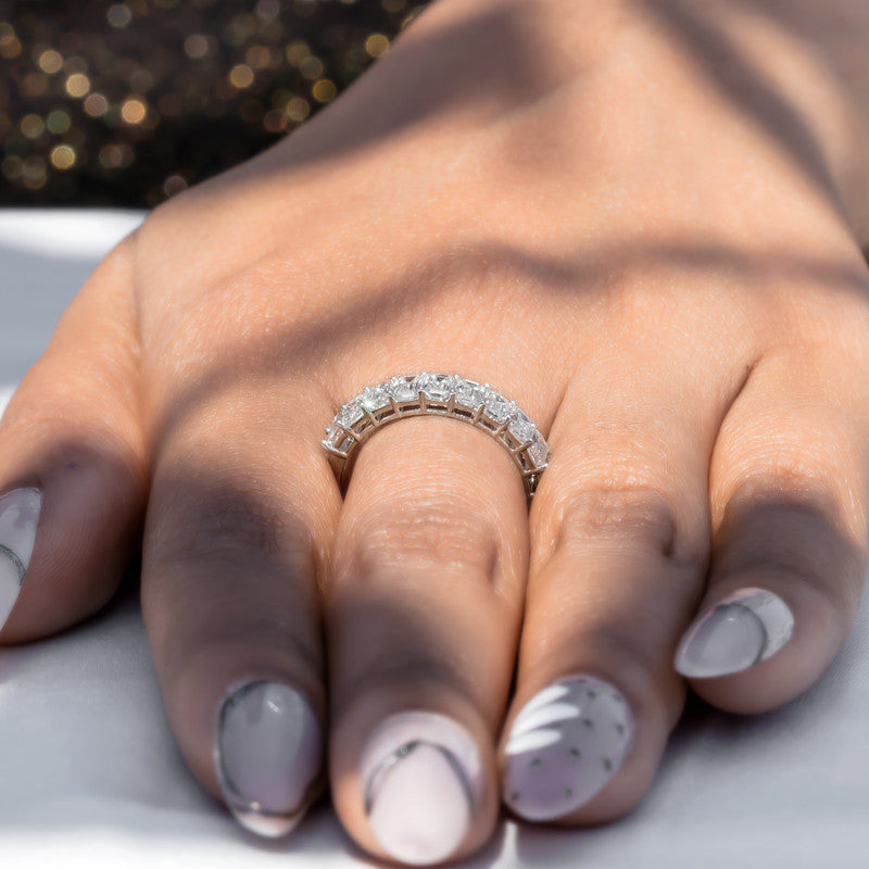 Emerald Cut Diamond Half Eternity Wedding Band