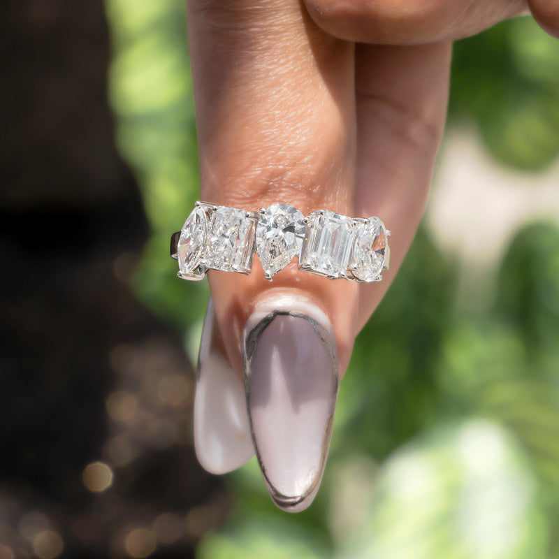 Mixed Shape Multi-Cut Diamond Band Ring