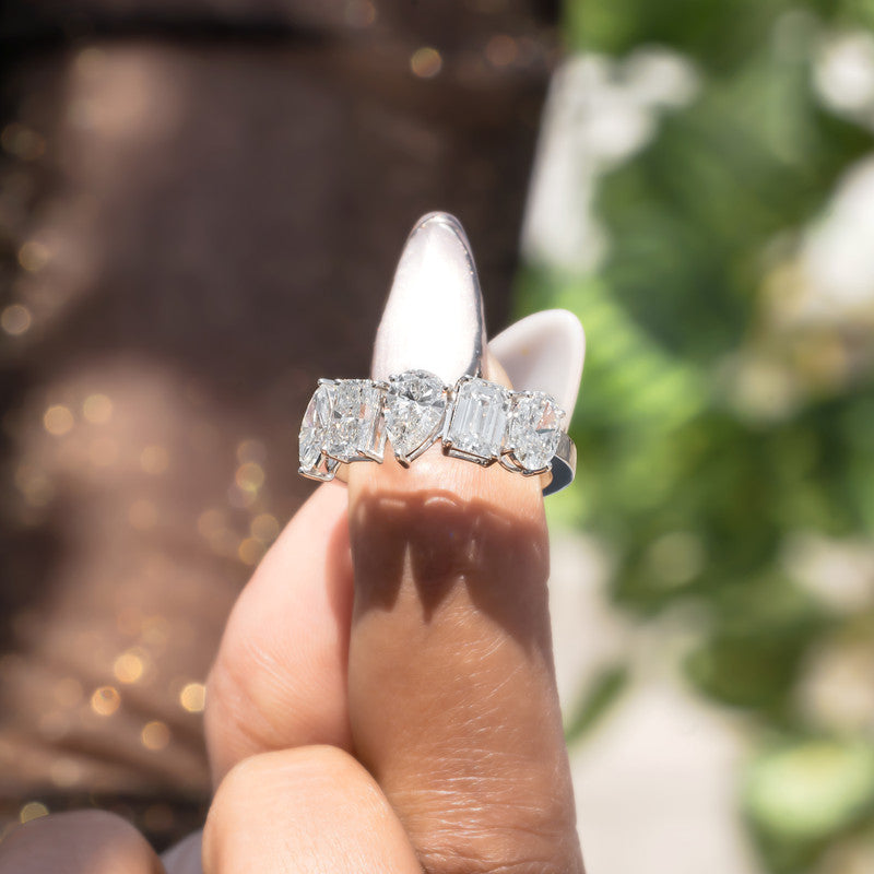 Mixed Shape Multi-Cut Diamond Band Ring