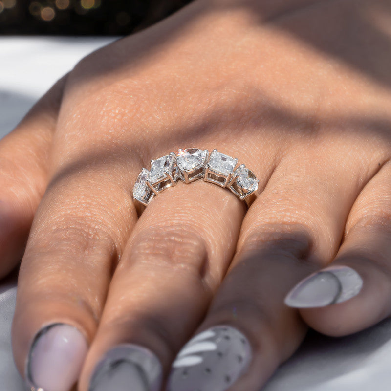 Mixed Shape Multi-Cut Diamond Band Ring