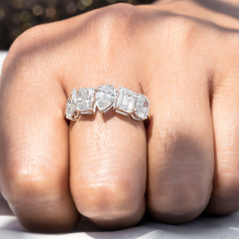Mixed Shape Multi-Cut Diamond Band Ring