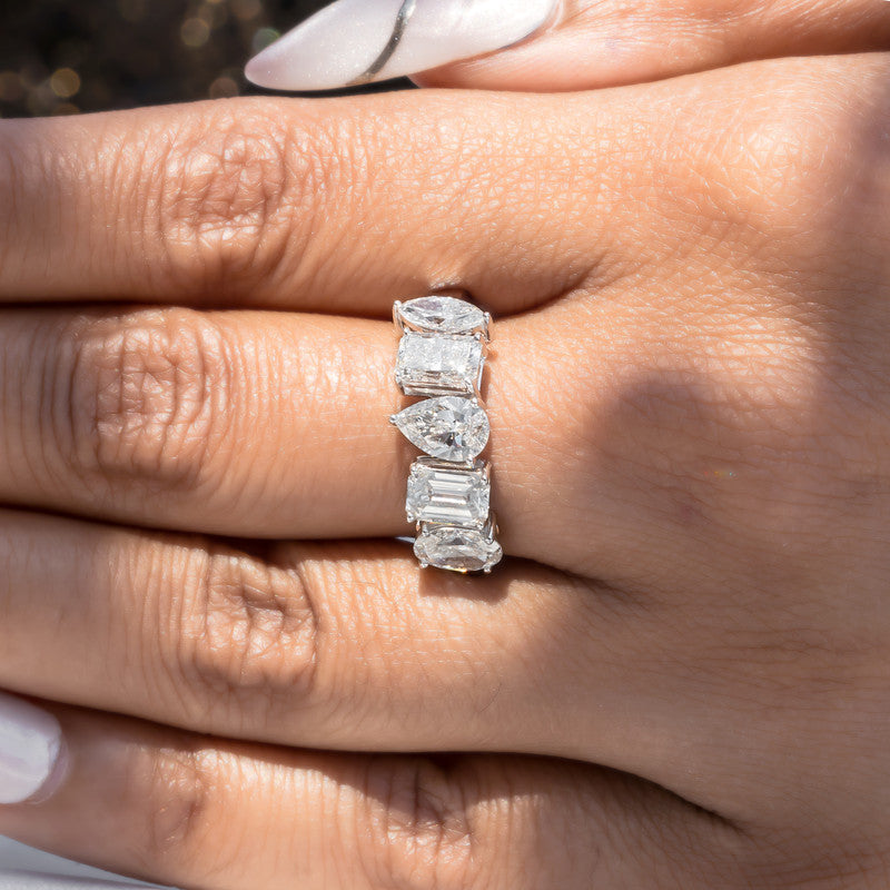 Mixed Shape Multi-Cut Diamond Band Ring