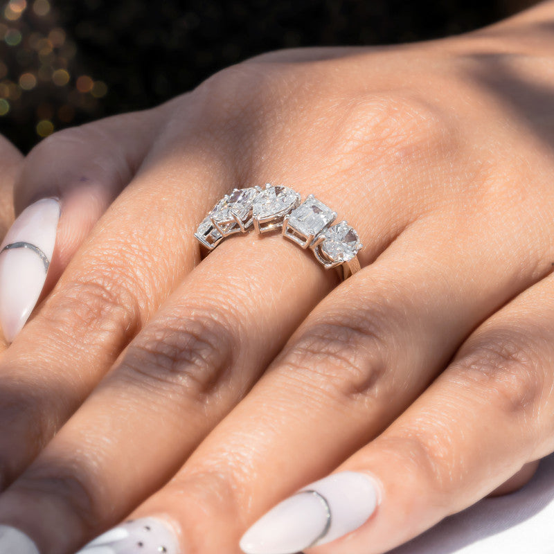 Mixed Shape Multi-Cut Diamond Band Ring