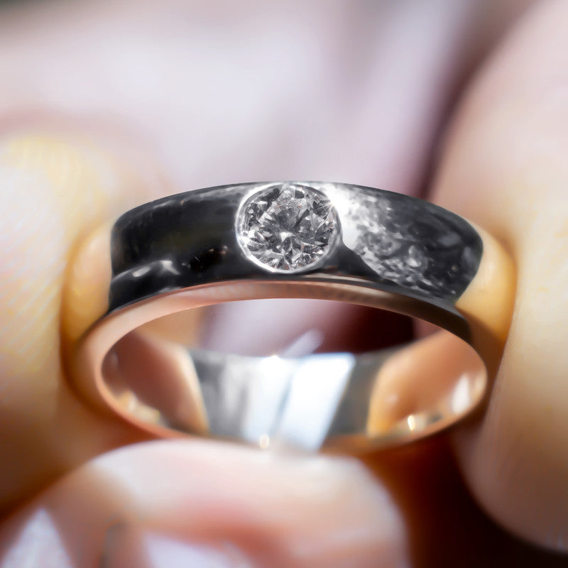 Round Brilliant Diamond Solitaire Gypsy Ring