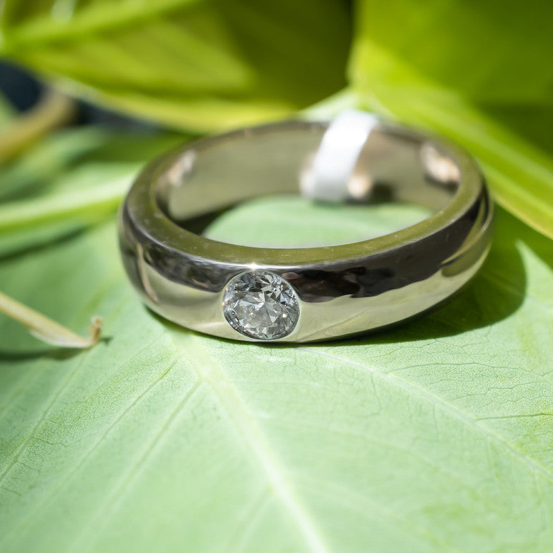 Round Brilliant Diamond Solitaire Gypsy Ring