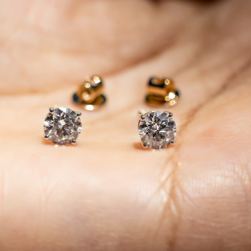 Round Brilliant Diamond Solitaire Stud Earrings