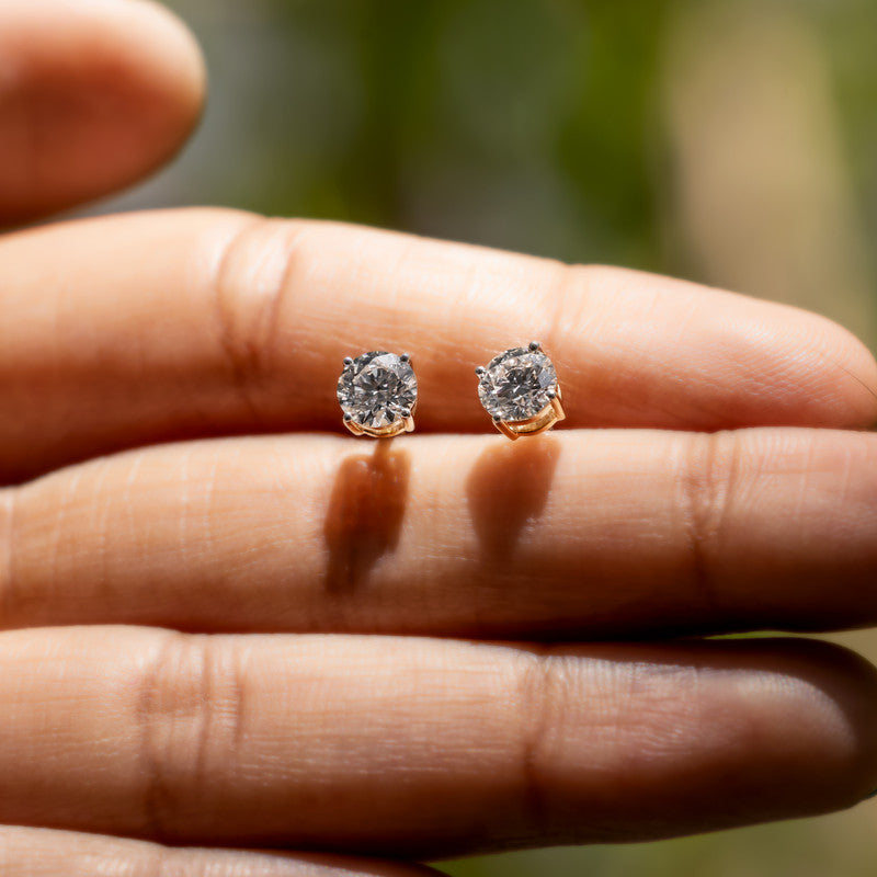 Round Brilliant Diamond Solitaire Stud Earrings