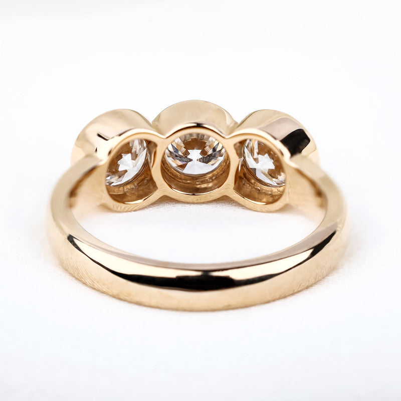 Three-Stone Round Brilliant Diamond Bezel-Set Ring
