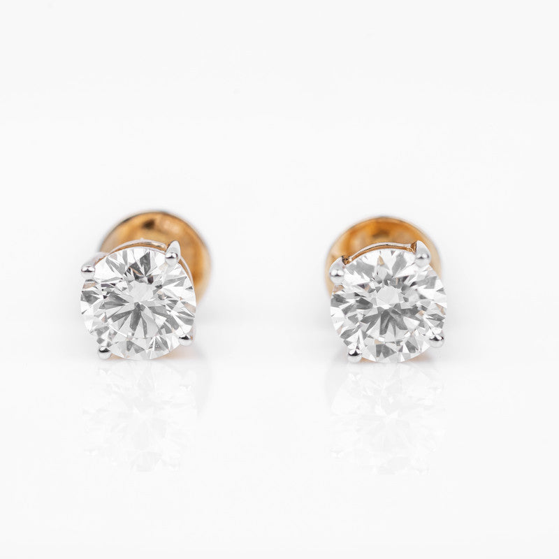Round Brilliant Diamond Solitaire Stud Earrings