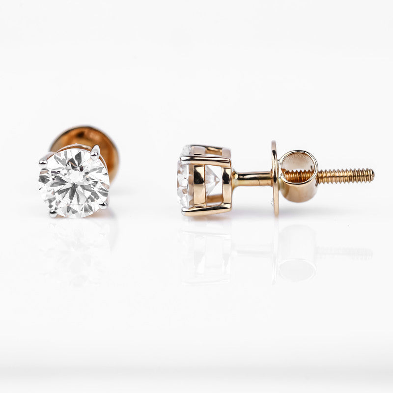 Round Brilliant Diamond Solitaire Stud Earrings