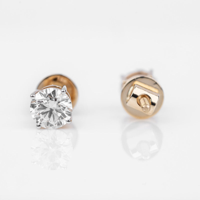 Round Brilliant Diamond Solitaire Stud Earrings