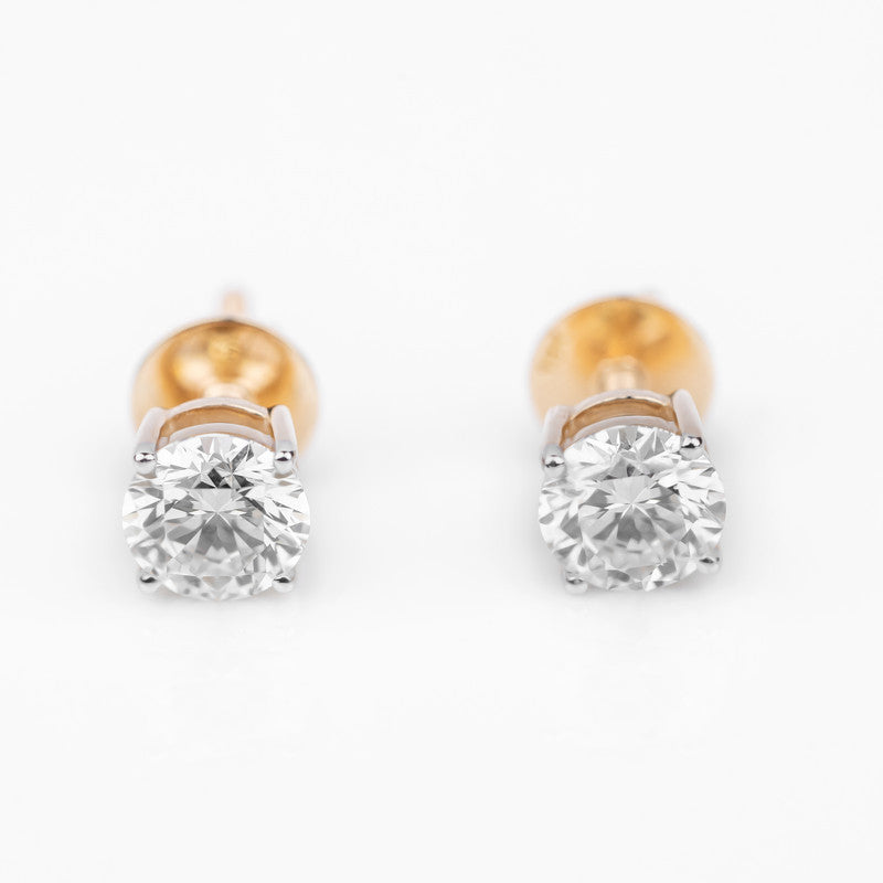 Round Brilliant Diamond Solitaire Stud Earrings