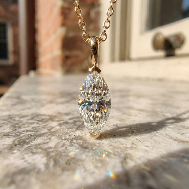 Solitaire Marquise Cut Diamond Pendant