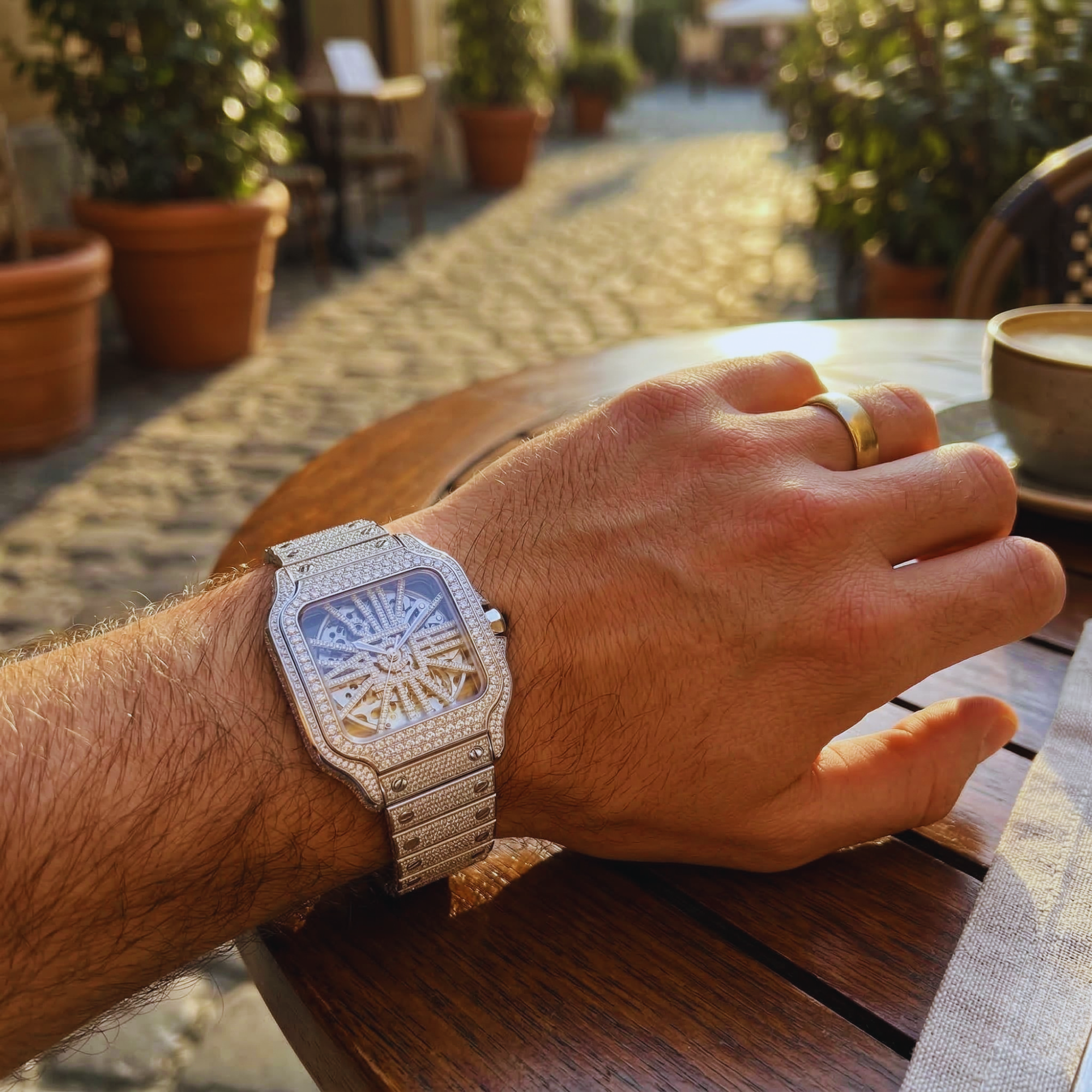 Excellent Jewels™ 42MM Skeleton Bust Down Moissanite Watch