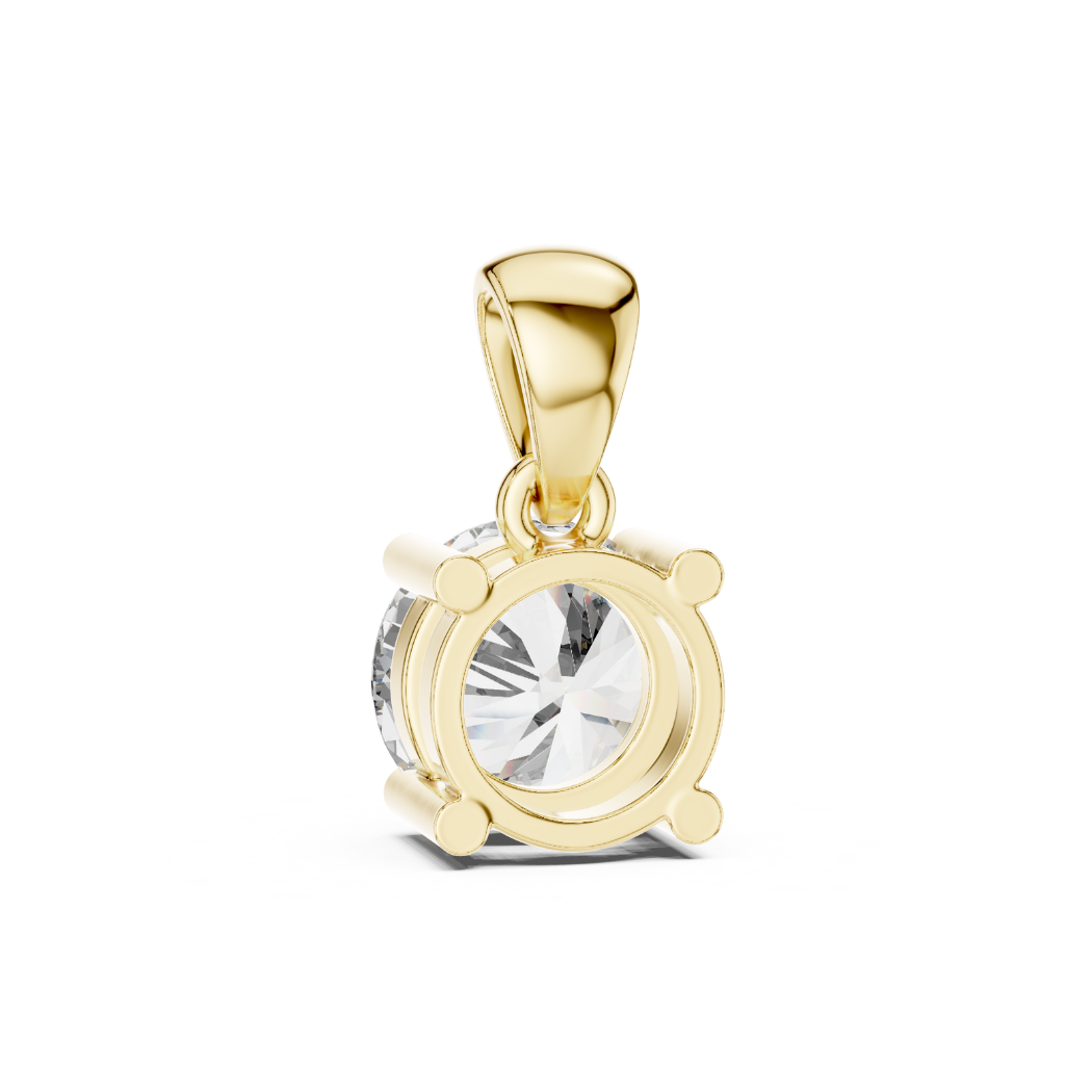 Round Diamond Solitaire Pendant Necklace | 1.20ct Total (1.00ct E VS1 Center + Accent Diamonds) | 10K-22K Gold, White Yellow Rose
