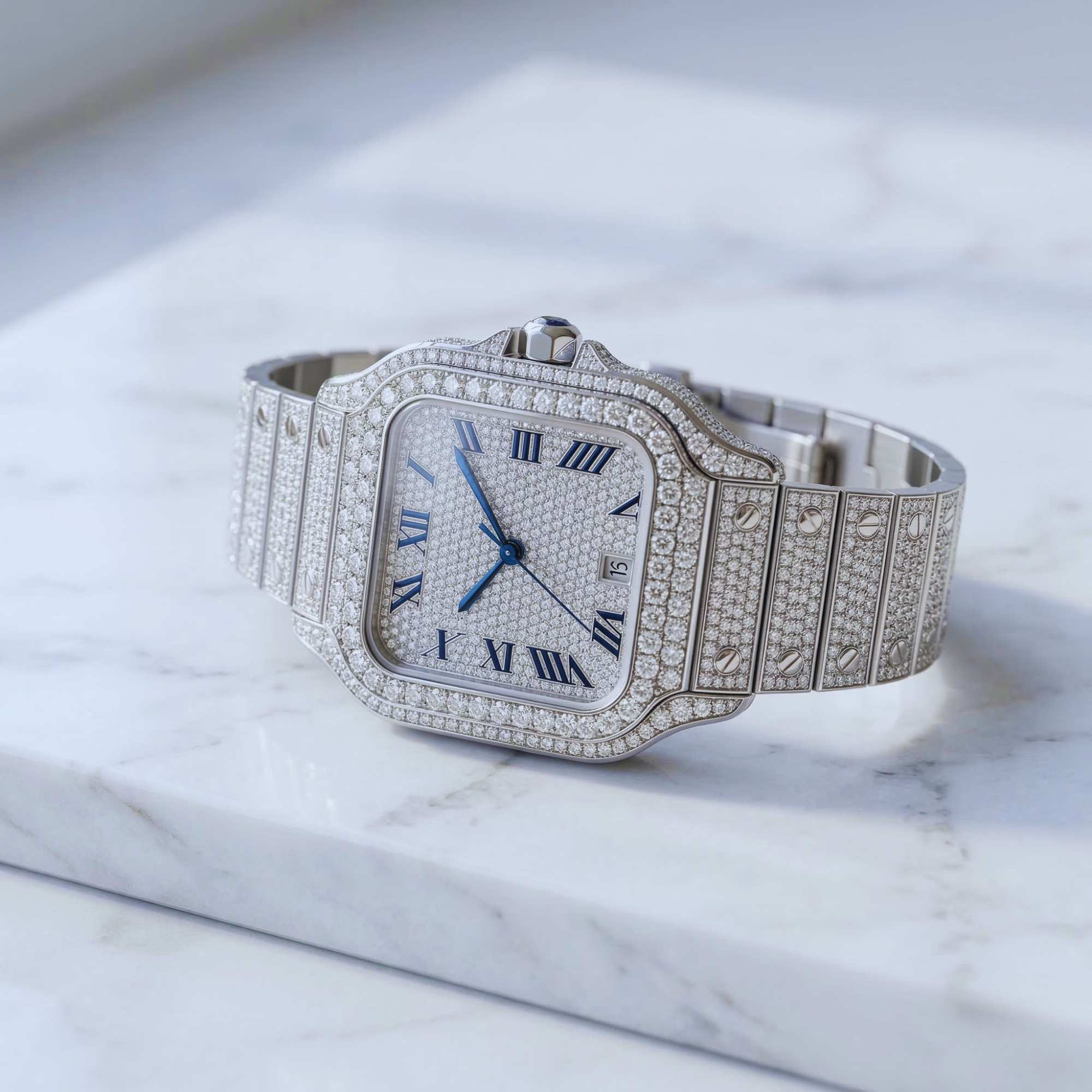 Excellent Jewels™ Men's 42MM Bust Down Moissanite Watch | 16CT D-Color VVS | Self-Winding Automatic Movement