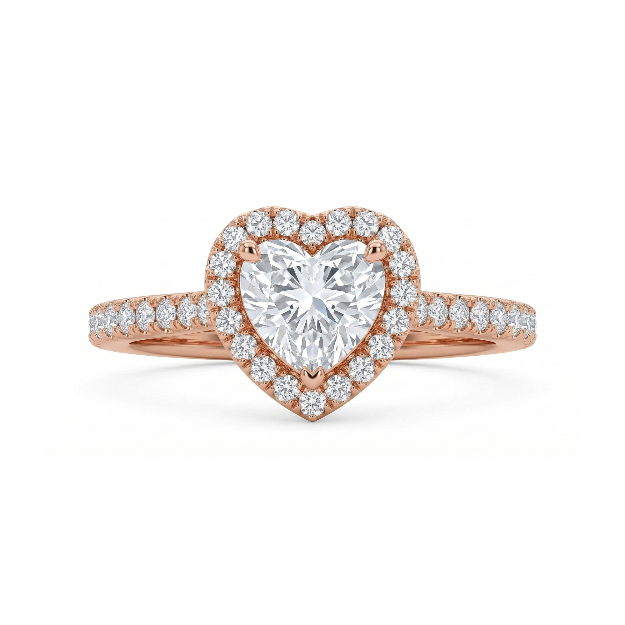 Heart Cut Halo Diamond Engagement Ring