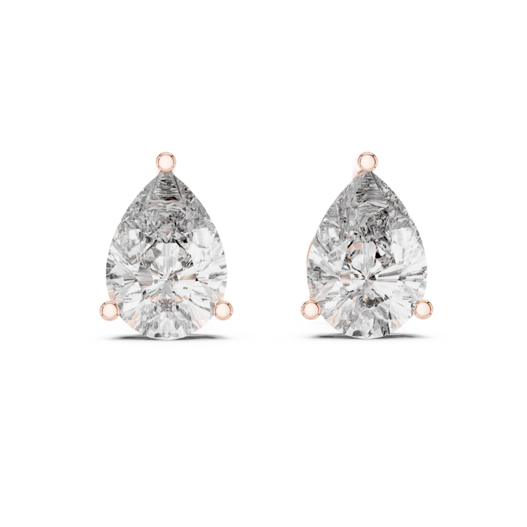 Pear Shape Diamond Stud Earrings 3.50 Ct VS1 E Color Natural Diamonds with White Yellow Rose Gold Screw Backs - Bridal Gift